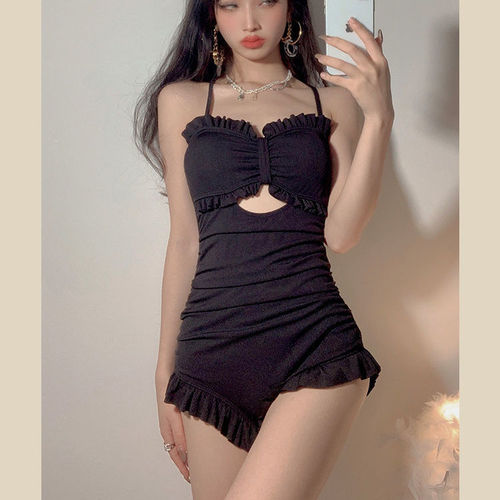 Swimsuit for women summer internet celebrity  new long-sleeved blouse Korean ins seaside sleeveless slimming belly covering conservative