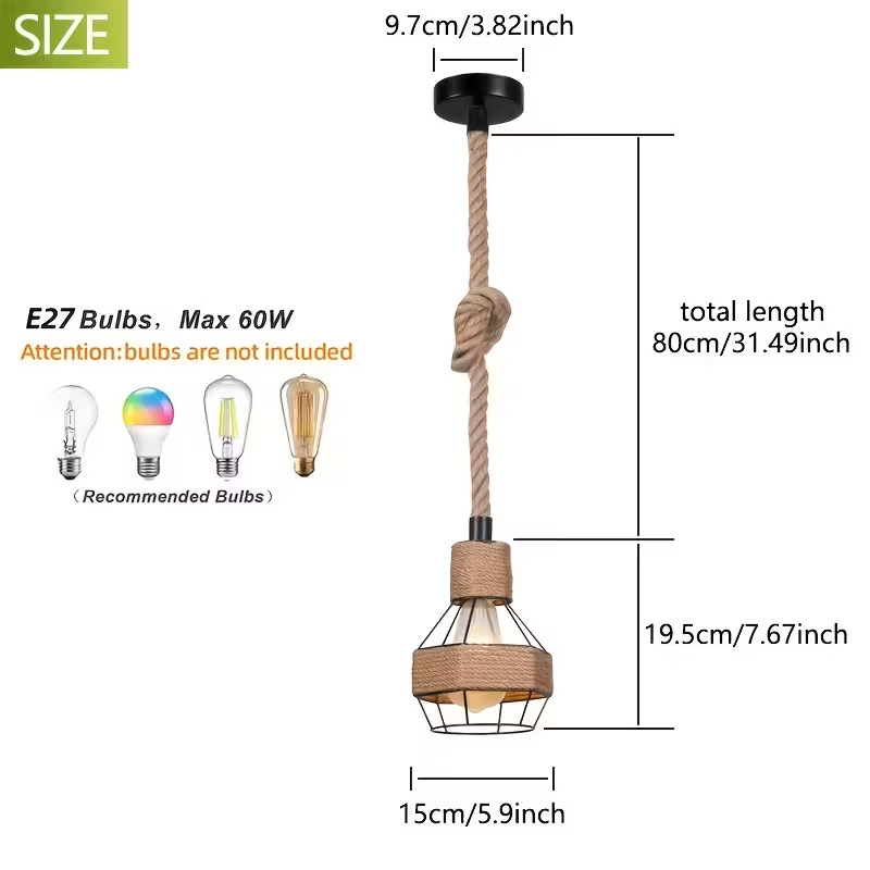 Individualidad creativa de estilo americano campesino granada de cuerda de cáñamo retro industrial café restaurante bar lámpara decorativa