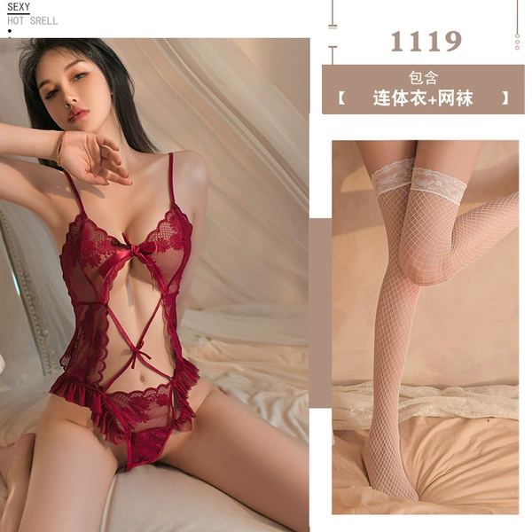 Wine red+3000 white net socks