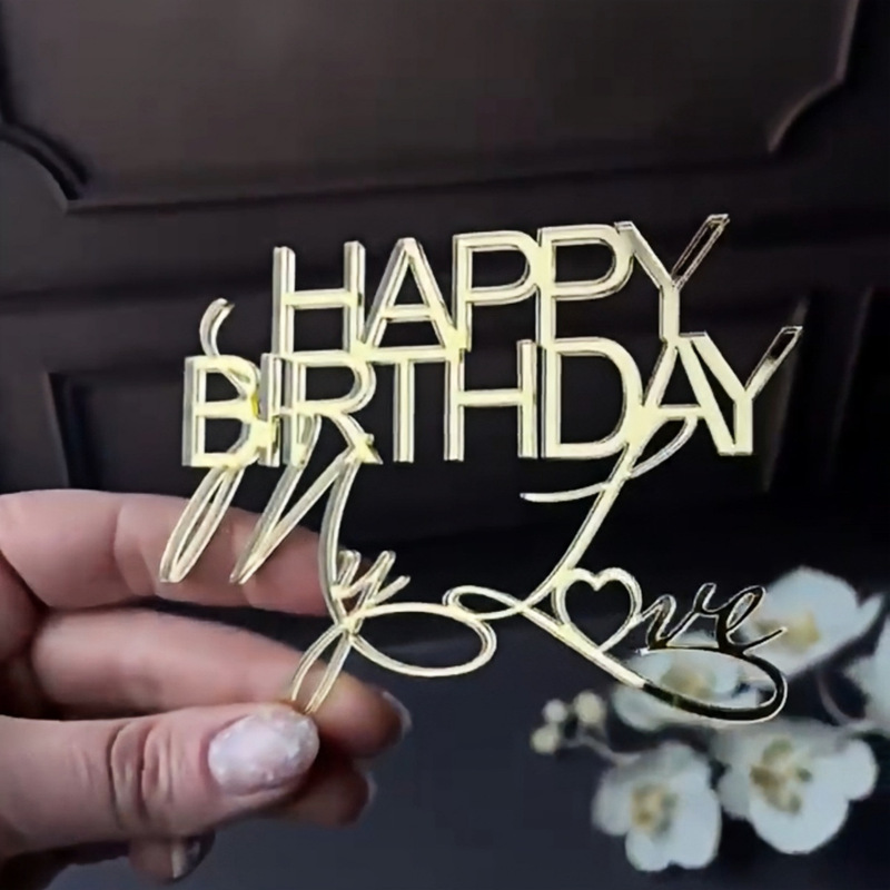 版权跨境ins风亚克力蛋糕装饰生日情侣表白爱人生日蛋糕装饰插件|undefined