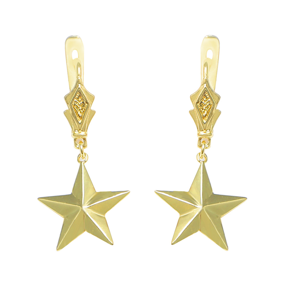 Korean Three-dimensional Eight-pointed Star Copper Earrings Wholesale Nihaojewelry display picture 2