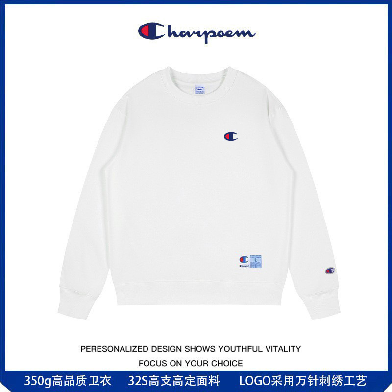 Champion Graffiti 2025 Autumn/Winter New Heavyweight 420g Trendy Brand Couple's Fleece-Lined Loose Embroidered Crewneck Sweatshirt for Men