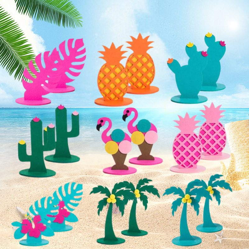 Amazon nuevo verano Flamingo piña cactus sintió decoración de la tabla kindergarten ventana habitación los niños diseño