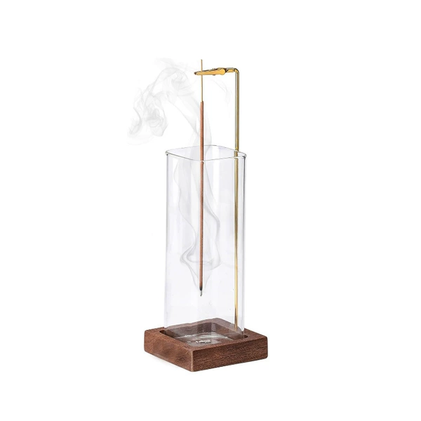Square base + gold alligator clip + square glass