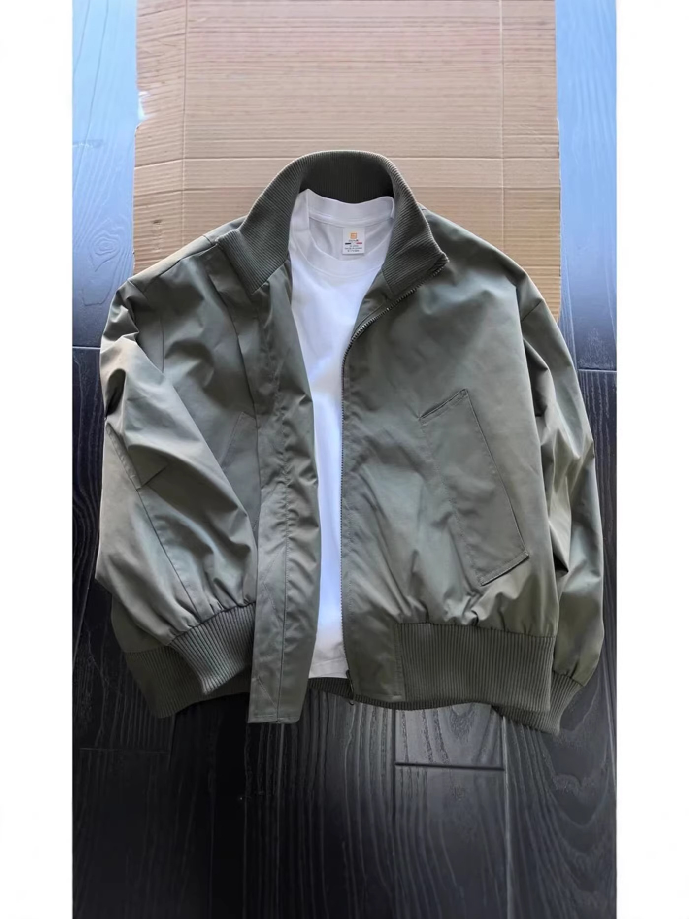 Chaqueta de piloto corta de estilo marrón americano de otoño bombarderos de cuello de béisbol chaqueta de trabajo de alto nivel