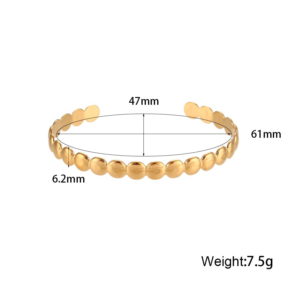 0.03µm-0.05µm Gold Plating Thickness PVD Coated Gold Plating Process PVD Coated Real Gold Plated 18K Gold Solid Color 304 Stainless Steel Fashion Waterproof Non Tarnish Bangle