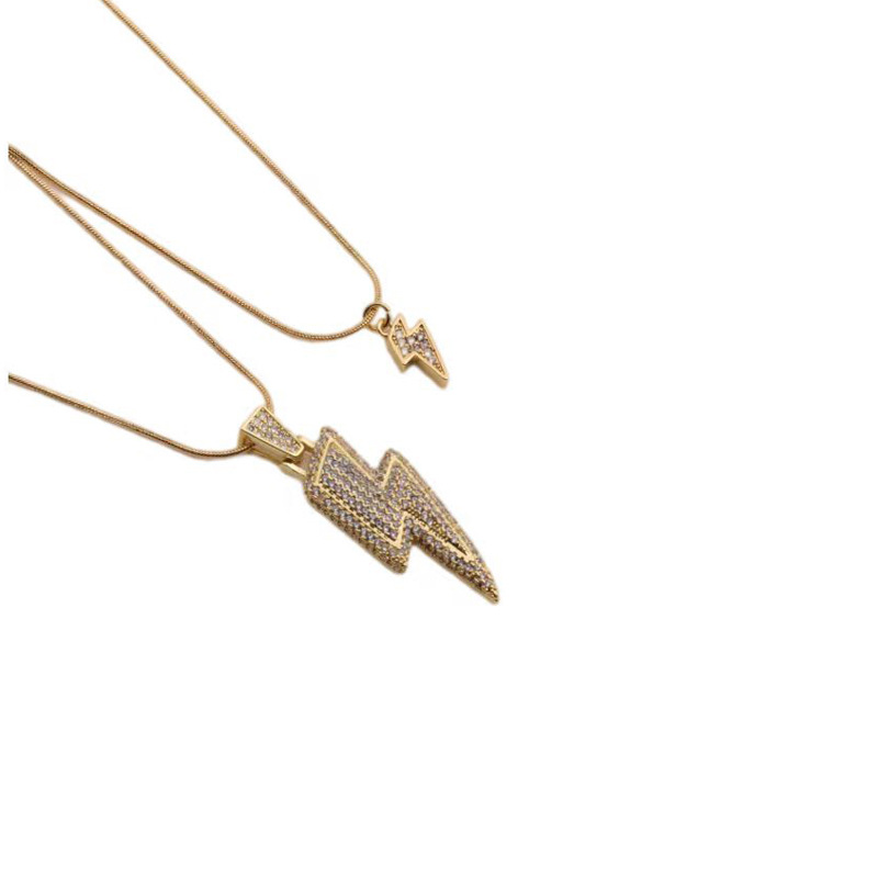 European and American copper zircon lightning pendant necklacepicture1