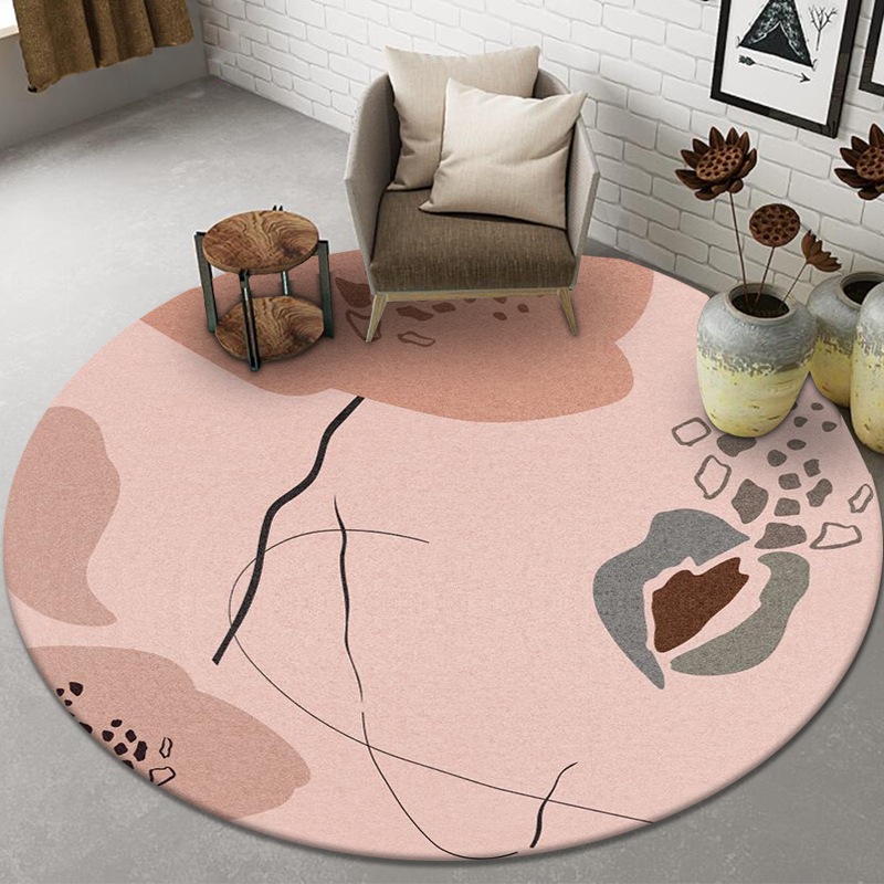 新款圆形地毯地垫跨境ins印花茶几吊篮地毯客厅衣帽间床边毯