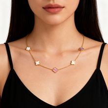 跨境爆款四叶草项链女轻奢高级感钛钢花朵锁骨链小众设计感送礼款