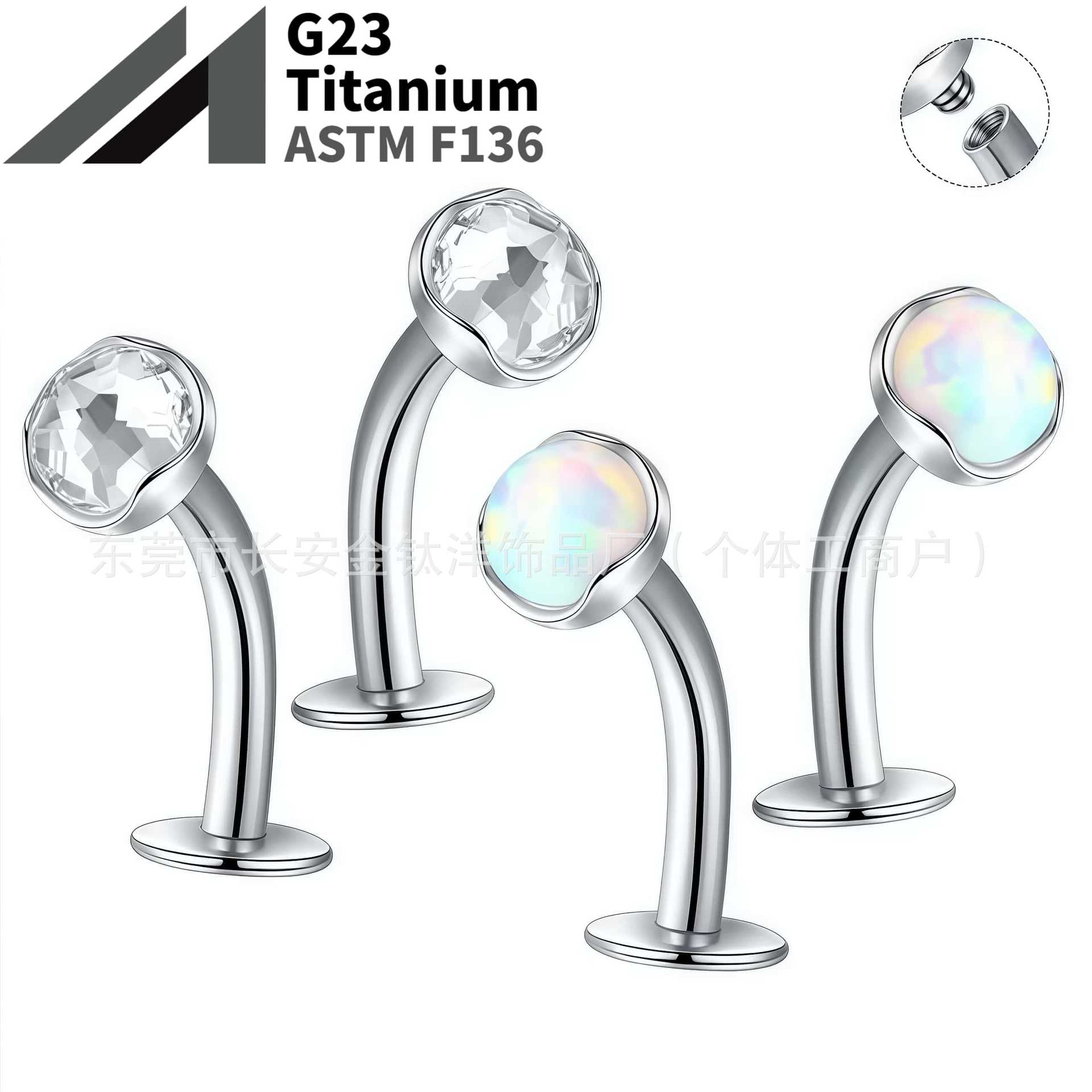 16G labret stud size and finish detail