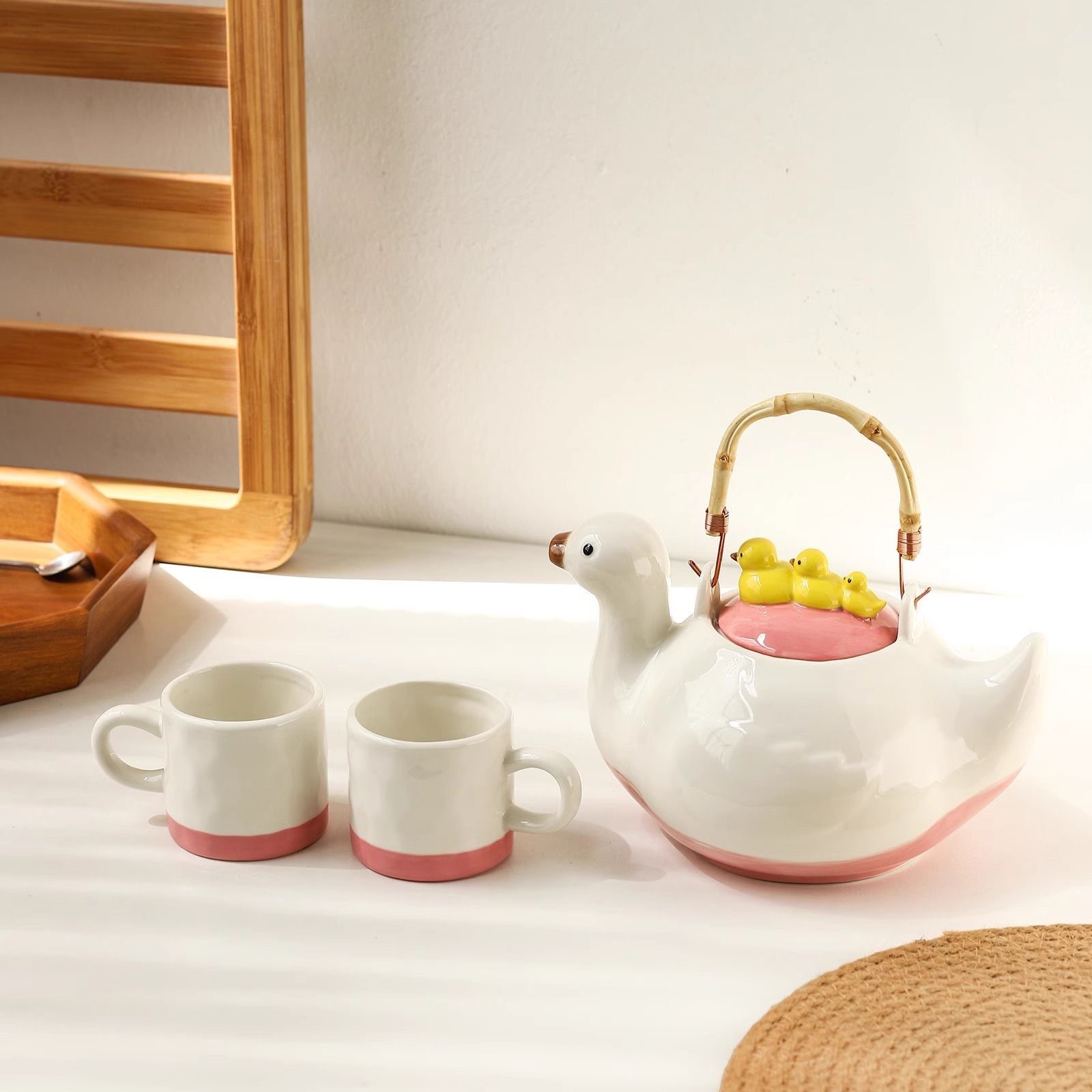 Creative tea cup, ceramic cute teapot, flavored tea, set for home use