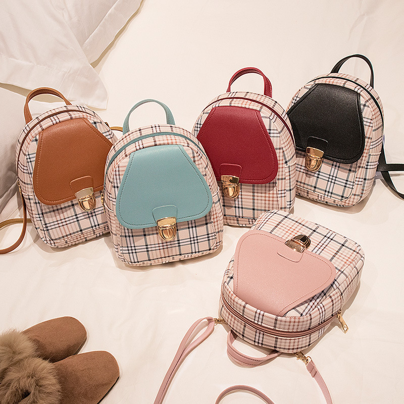 Pu Women's Bag 2025 New Plaid Backpack Collision Handbag Single Shoulder Cross-Body Mobile Phone Bag Cross-Border Bag Supply Wholesale Pu Women's Bag 2025 New Plaid Backpack Collision Handbag Single Shoulder Cross-Body Mobile Phone Bag Cross-Border Bag Supply Wholesale