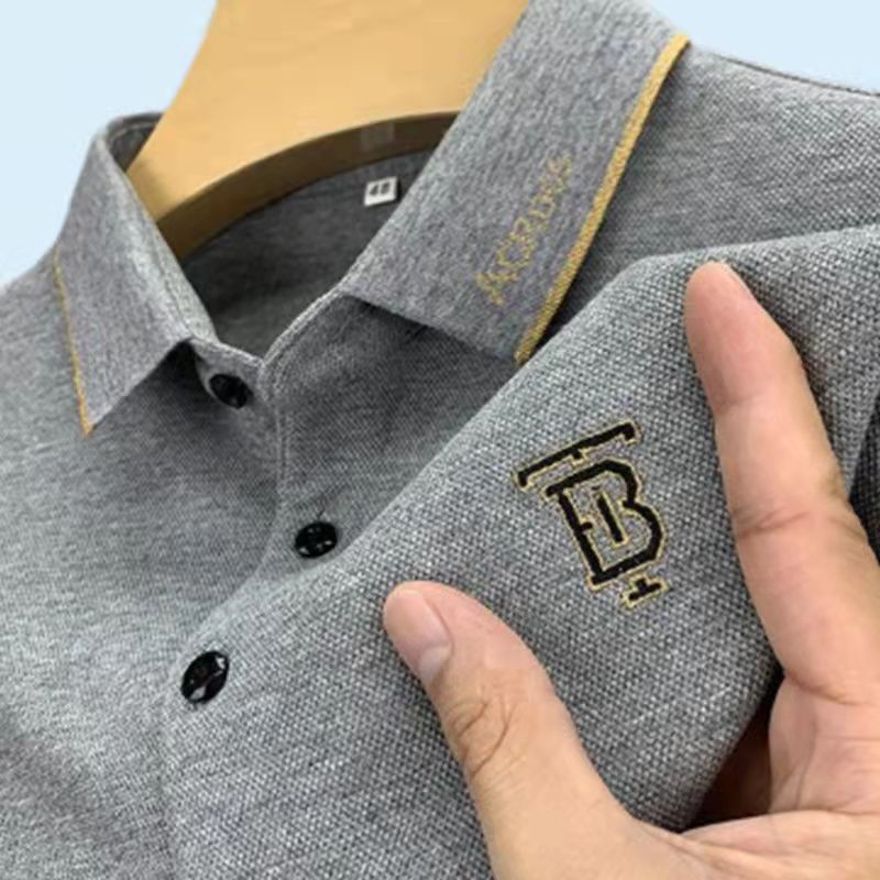 (Se admite la entrega de una pieza) Camiseta de manga corta para hombre de verano bordada camisa de polo de talla grande de negocios de moda Comercio exterior Al por mayor