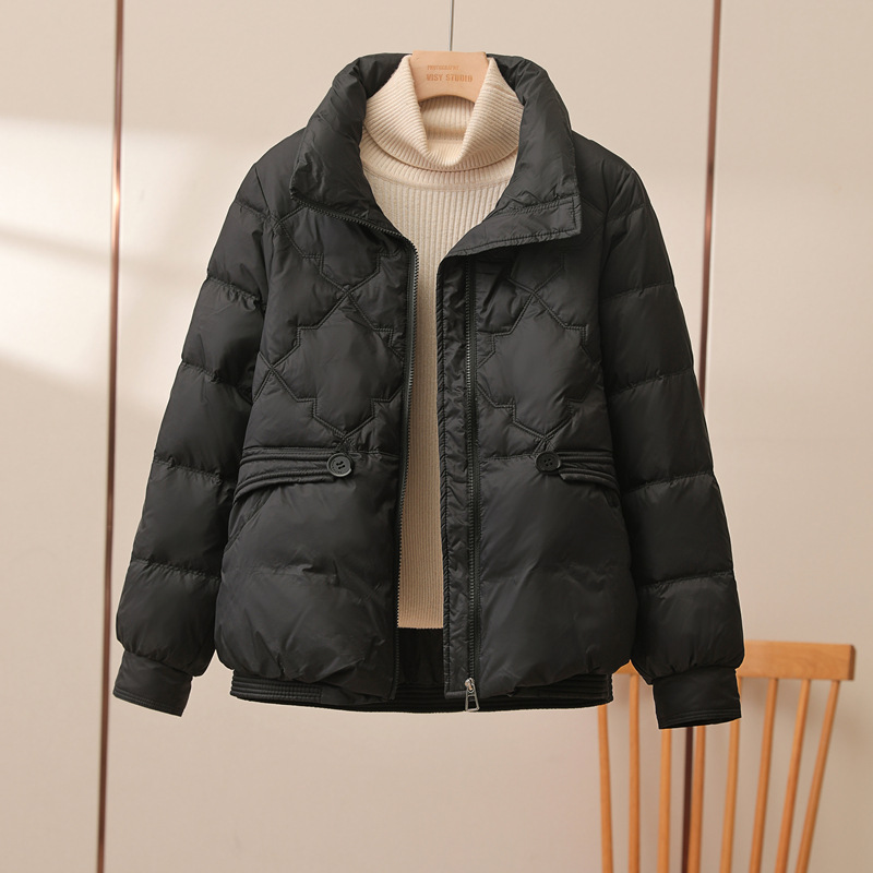 Women's Clothing down cotton jacket winter small cotton jacket stand collar versatile short cotton jacket thickened coat_voghion.com