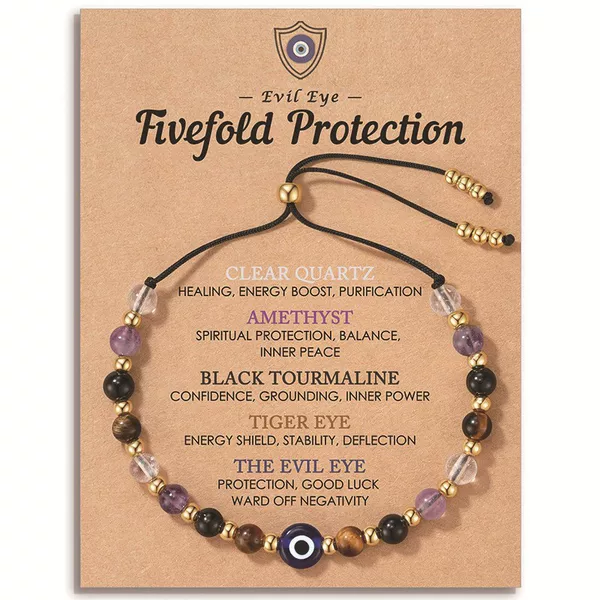 Cross-Border Popular Item: Devil's Eye Bracelet with Gold Tail Beads, Drawstring Bracelet with Cut-Corner Beads, Beaded Bracelet for Women
