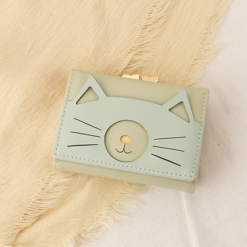 Nuevo bolso de tarjeta de estilo coreano japonés 30% de descuento para mujer billetera de estudiante bolso de clip corto monedero de gato multifuncional