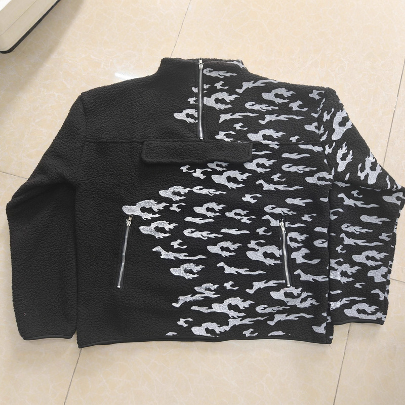 Autumn and Winter Men's and Women's High Street Street Printed Crop Polar Fleece Hip-Hop Harajuku Punk Zipper Design Sweatshirt Autumn and Winter Men's and Women's High Street Street Printed Crop Polar Fleece Hip-Hop Harajuku Punk Zipper Design Sweatshirt