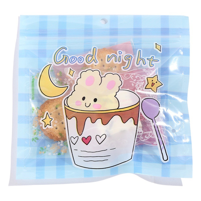 Bolsa de embalaje de dibujos animados lindo snack ziplock bolsa de alimentos sub-Bolsa de embalaje galleta caramelo clasificación del hogar bolsa de almacenamiento al por mayor
