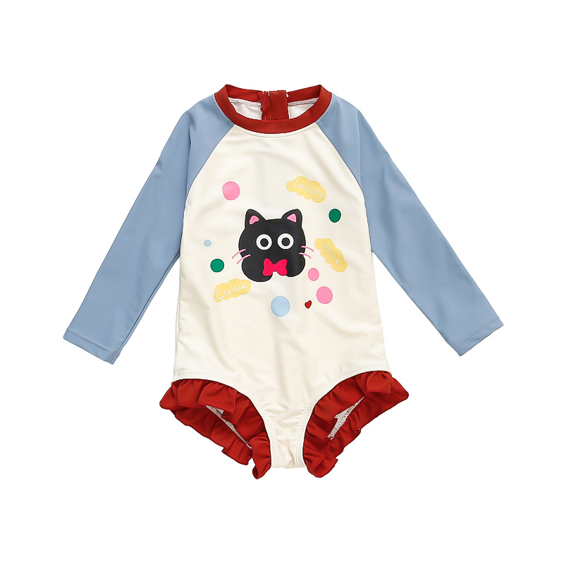 Niños trajes de baño niñas niños poliéster unido pequeño fresco encantador impresión niñas vacaciones trajes de baño de spa de playa