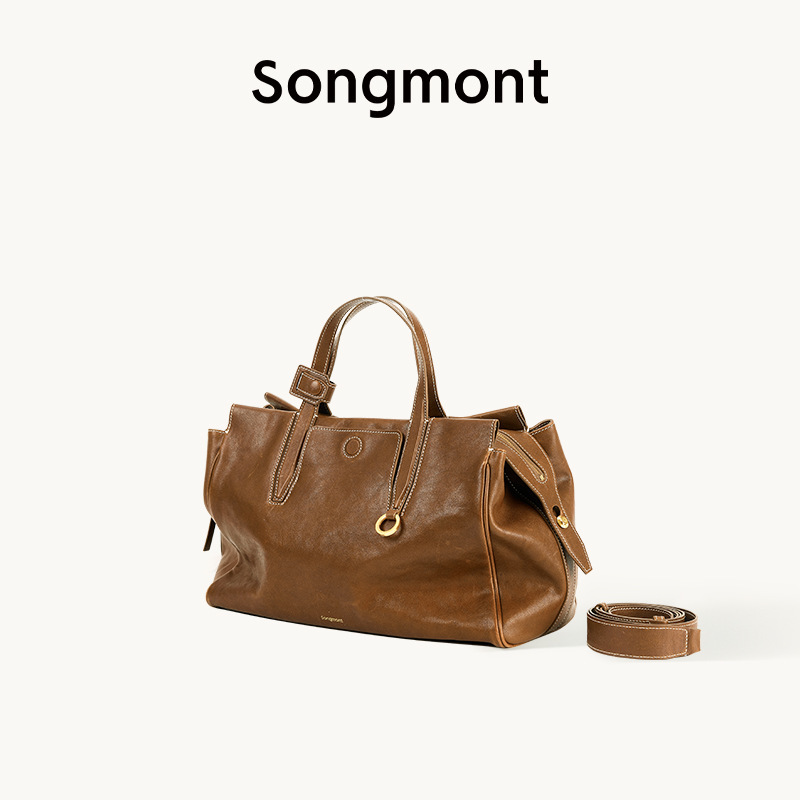 [New Year Gift] Songsong Xunjie Series Travel Bag - Minimalist Vegetable-Tanned Cowhide Tote Bag - Thumbnail 7