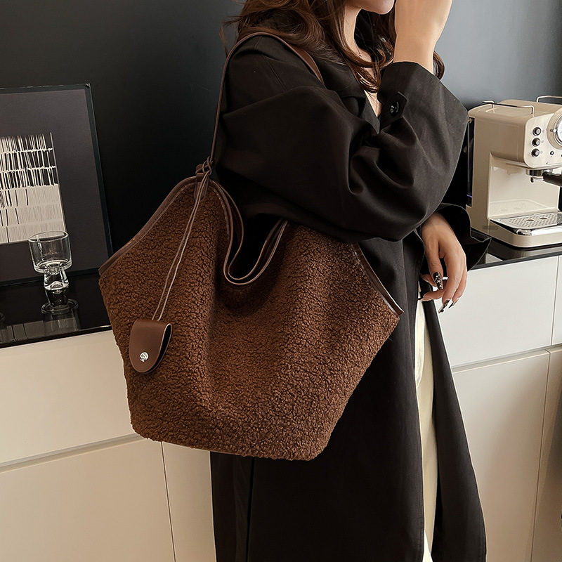 Bolso Tote de Peluche para Mujer Gran Capacidad Juego 2 en 1 para Uso Diario