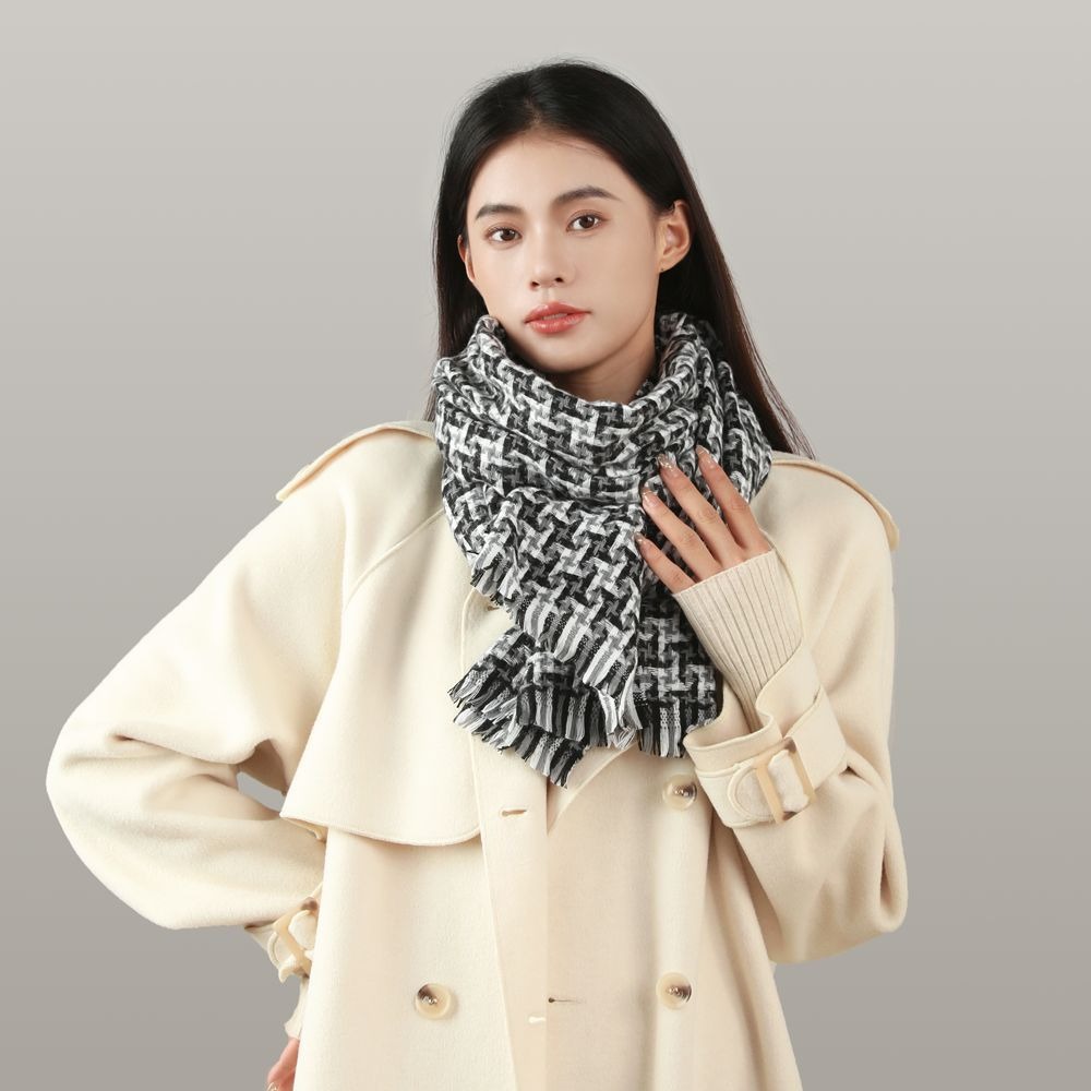 Versatile casual alla moda per le donne, versione coreana autunno inverno, sensazione di alta qualità, griglia Thousand Bird semplice e_voghion.com