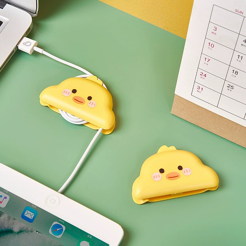 Заводской желтый утиный держатель для вилки Двойное положение карты для хранения проволоки неперфорированный зажим для отделки провода для кухни и ванной комнаты