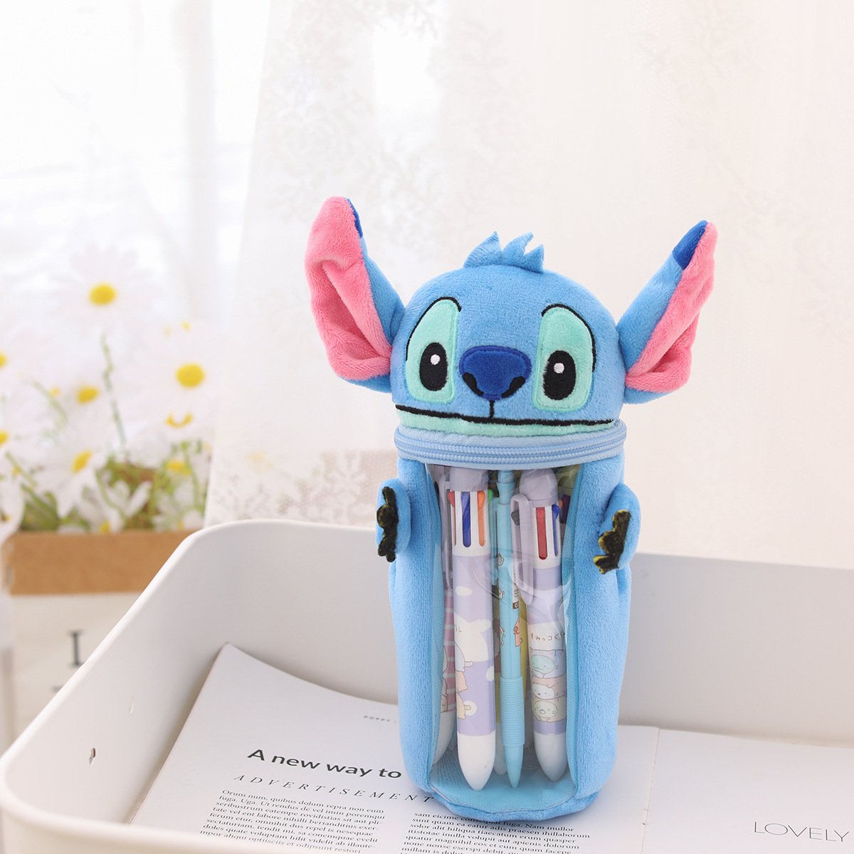 Japonés de dibujos animados lindo estrella Delu coolomi peluche lápiz caso titular la pluma popular chica corazón bolsa almacenamiento transparente regalo