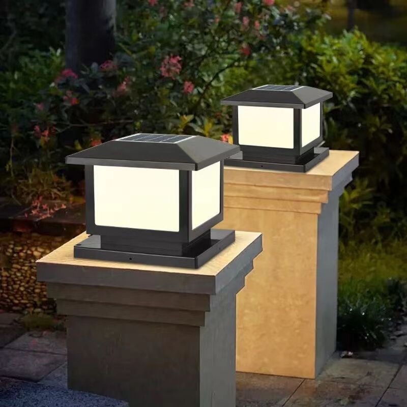 Solar LED Column Head Light Outdoor Waterproof Garden Fence Villa Community Courtyard Gate Post Induction Wall Light