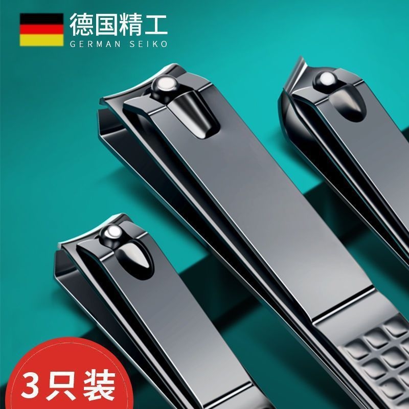 Juego de 3 cortaúñas planos, artesanía alemana, tamaño grande, cortaúñas oblicuos para uso doméstico