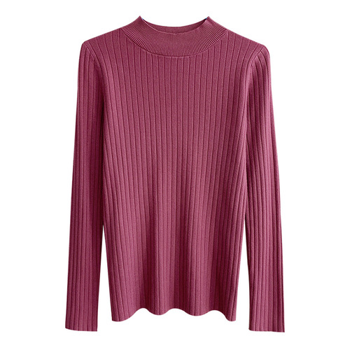 Half-high collar women's base shirt, thin version, autumn and winter new fashion, new style long sleeve knitted sweater, middle collar top