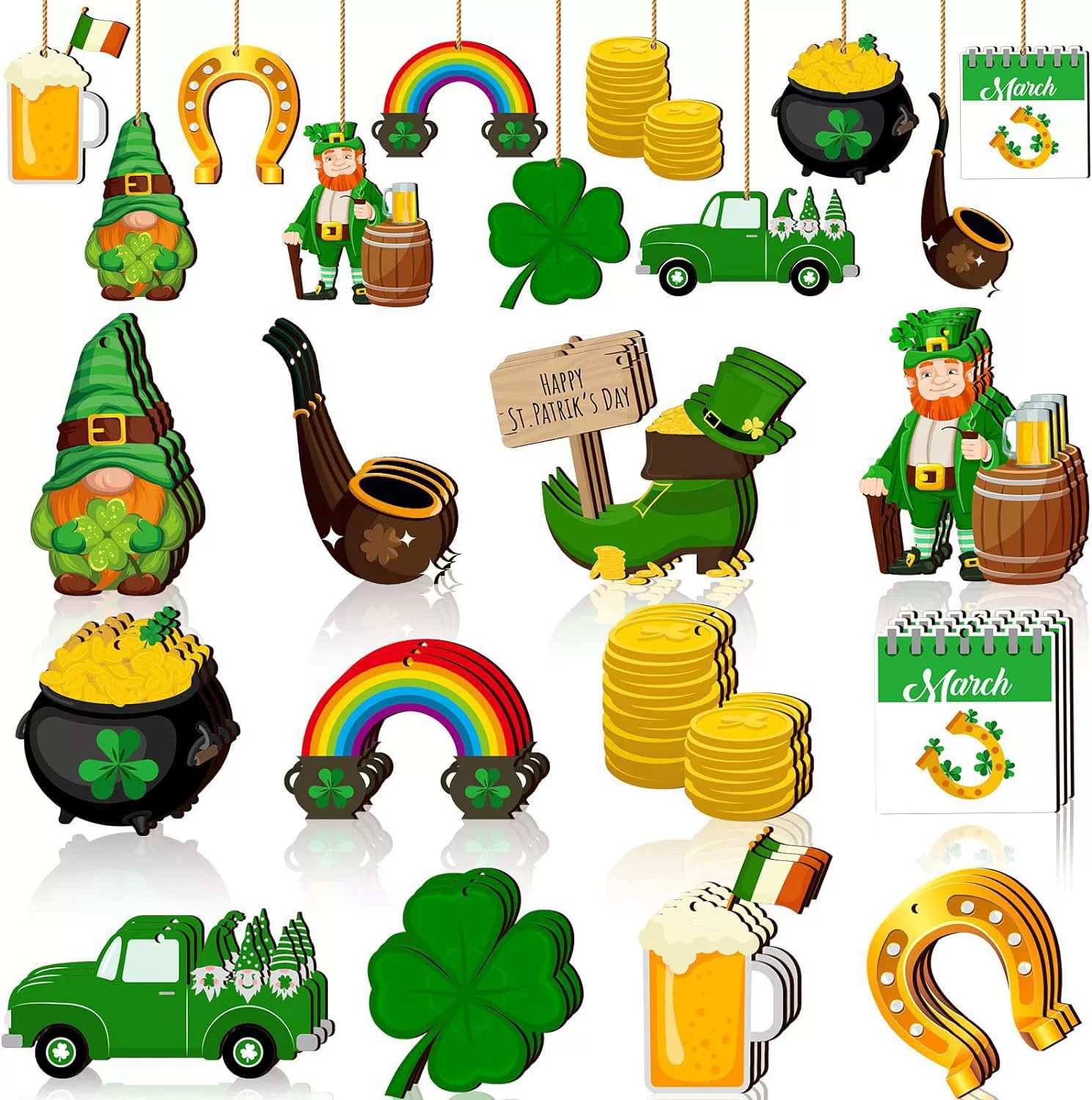 День Святого Патрика деревянные украшения Клевер карликовые листья грузовик полое весеннее дерево висит логотип украшения