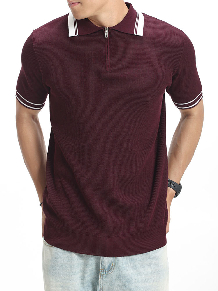 Hombre viejo dinero waffle jersey polo de punto hombre verano con solapa de manga corta casual camisa polo de alta calidad para hombres