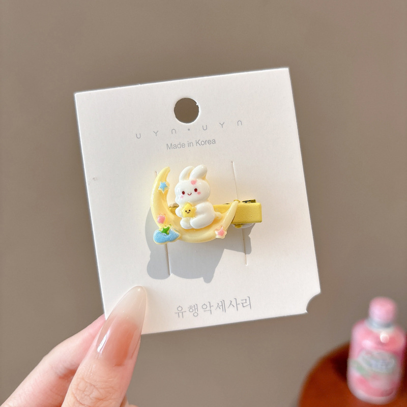 Horquilla de color dopamina, clip de pico de pato de cabello roto coreano femenino, horquilla de sentido avanzado y2k, clip lateral con flequillo, tocado