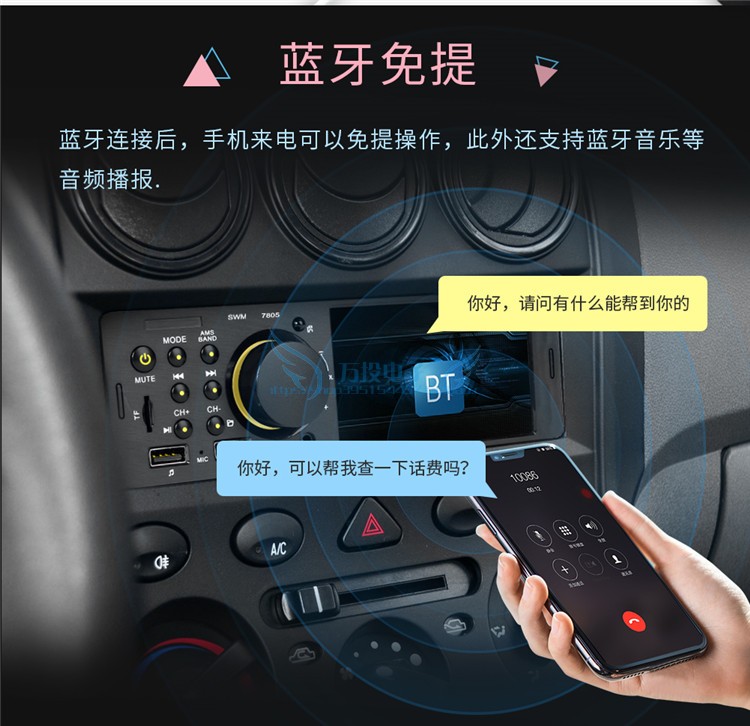 Car Bluetooth Card-Inserting Player, Pusan Car Modified Rearview Camera All-In-One Device