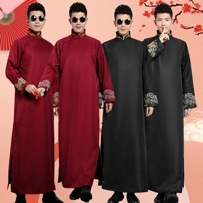 Best man suit Chinese brothers crosstalk long gown wind wind gown of the republic of China groomsman red wedding dress suit