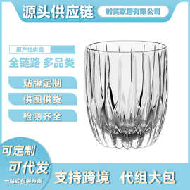 源头供应竖纹玻璃水杯家用透明果汁杯咖啡杯可贴标可代发跨境专供