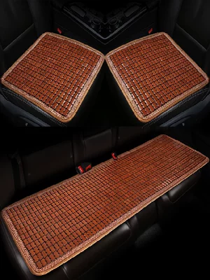 Summer car seat cushion bamboo pad summer mahjong mat small car five bamboo three-piece set rear universal (Cool pad) - brown-three-piece-set