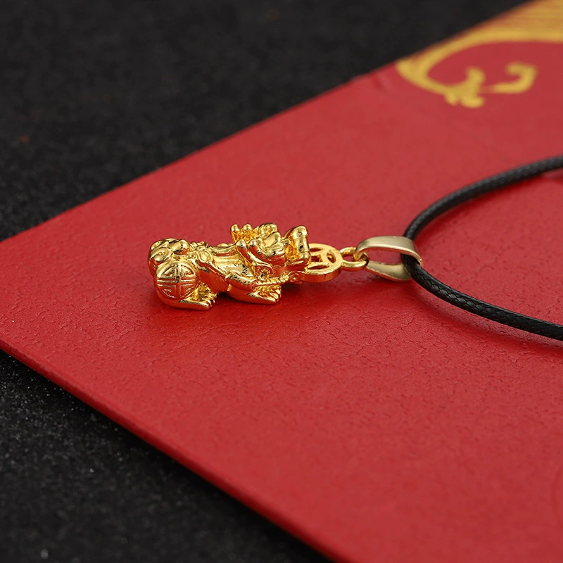 Позолоченный Храбрый кулон изысканный маленький подарок золотое кожаное ожерелье кулон оптом Иу Товар