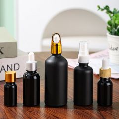 廠家供應5ml-100ml黑色精油瓶避光膠頭滴管玻璃瓶分裝化妝品瓶