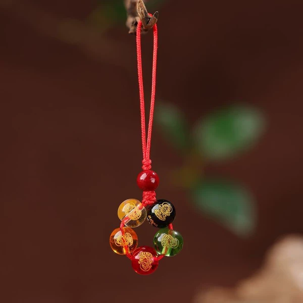 Round beads, red ring, 10mm