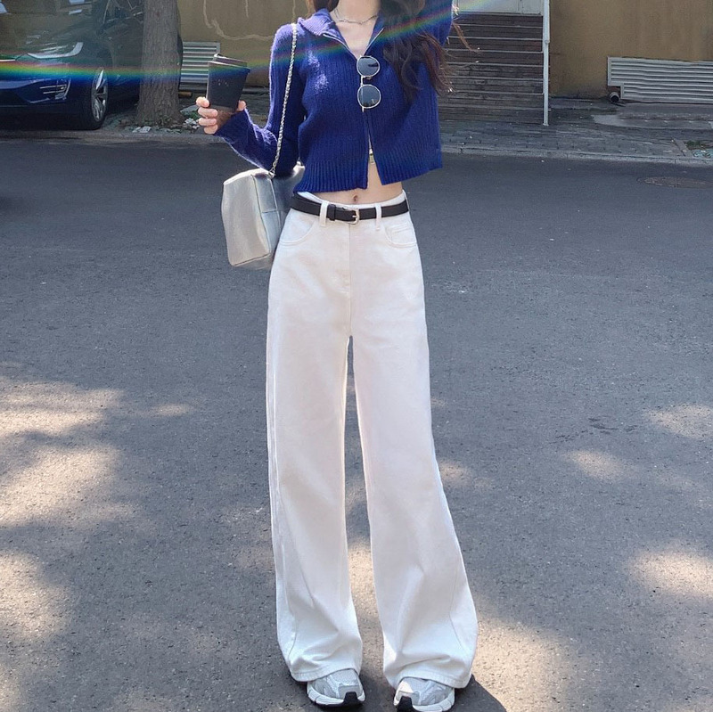 White High-Waisted Wide-Leg Jeans for Women 2026 New Casual Versatile Stylish Slimming Loose Straight-Leg Floor-Length Pants