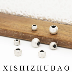 Pure Silver Spacer Beads 3D Hard Silver 5mm 6mm 7mm Round Beads Loose Beads S999 Pure Silver Loose Beads DIY Stringing Beads Accessories