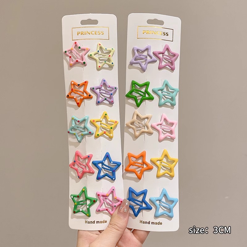 Nuevo clip de BB dopamina de color estrella de pentaco pequeño clip de cabello para niños tocado para niños lindos bordes laterales clip de cabello