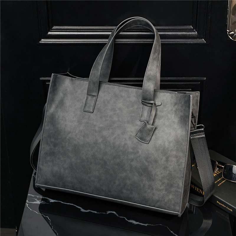 Shoulder Bag Unisex Polyurethane Tote, Korean City Style with Zipper, 41×33×10 cm