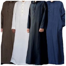 2022新跨境中东速卖通阿拉伯风格简约长款男士连帽衬衫穆斯林长袍