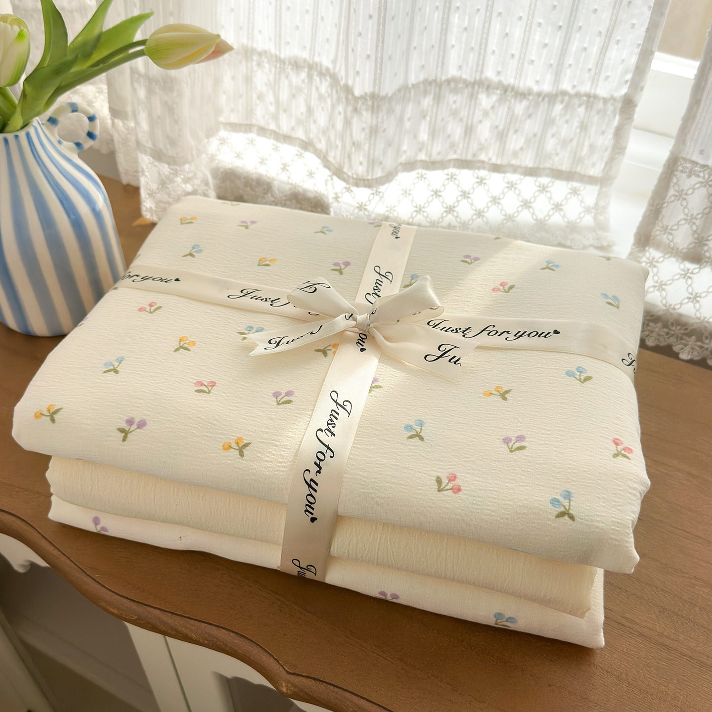 Una clase de cuatro piezas de grado materno-infantil de algodón puro de doble capa de algodón en la cama cubierta de sábanas de cama nueva cama de dormitorio Kasa San set de 4 piezas
