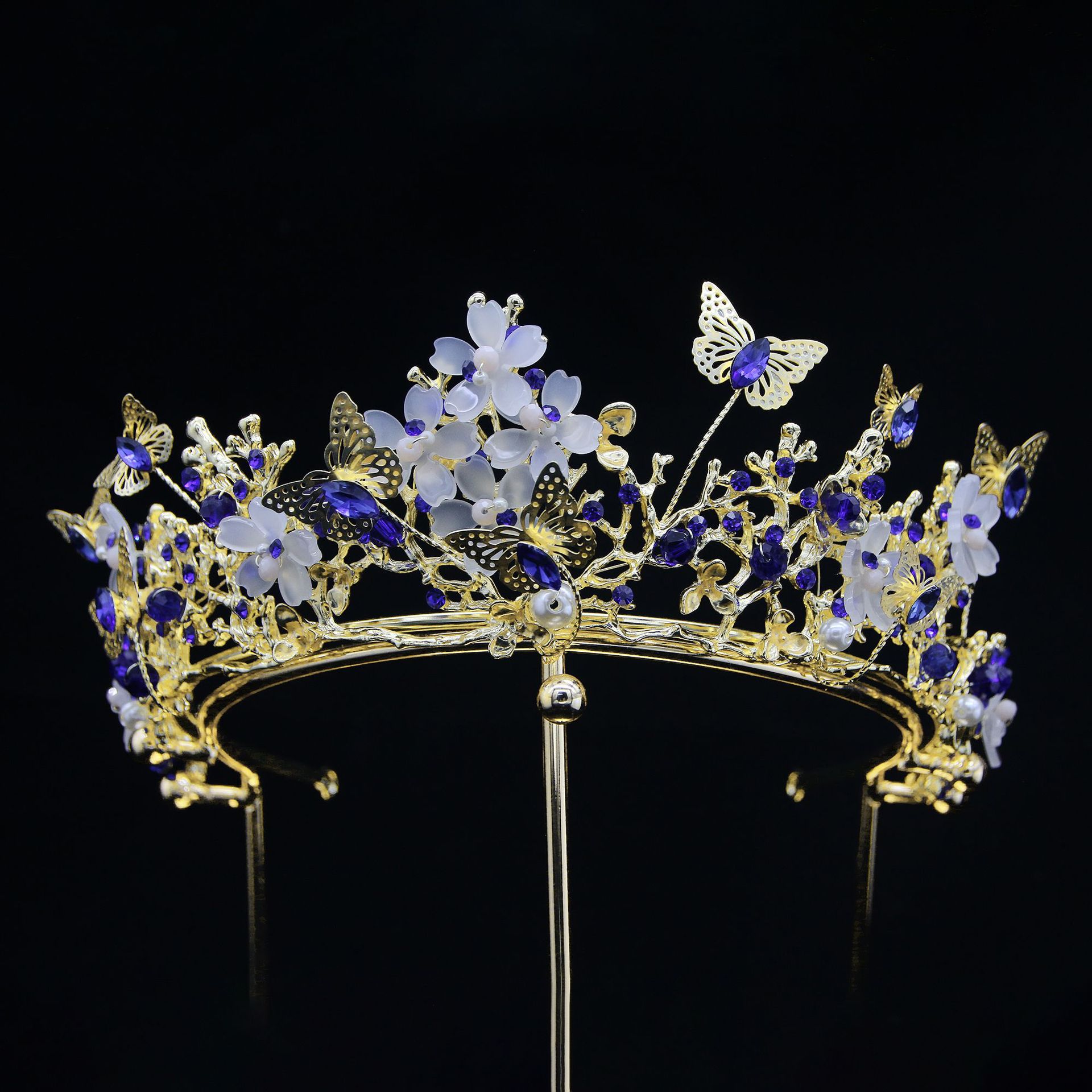 Bride Crown Vintage Style Handmade Hair Accessory For Weddings_voghion.com