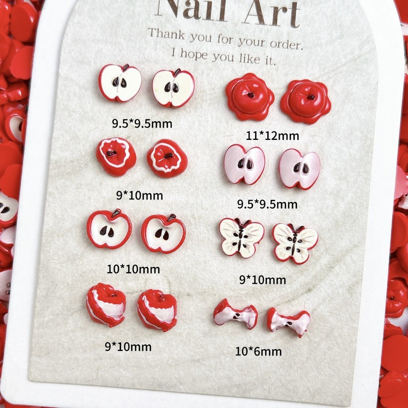 Handmade jewelry, frosted apple series, DIY resin earrings, hair clips, phone cases, nail art, porcelain accessories