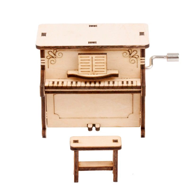 Three dimensional wooden brainteaser, piano, music box, children's constructor, handmade, in 3d format, Birthday gift